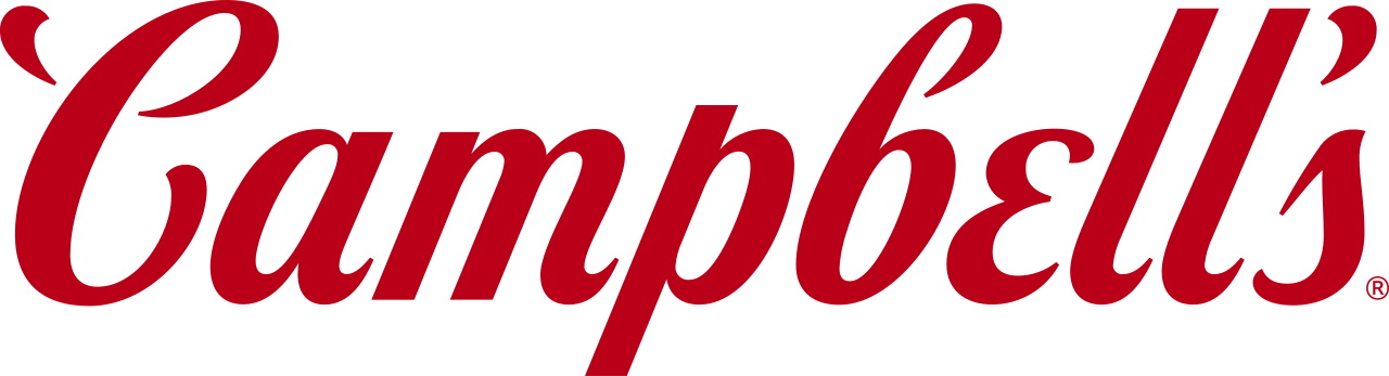 Campbell's logo in bold red script. Represents a well-known food brand, relevant for discussions about soup or culinary products.